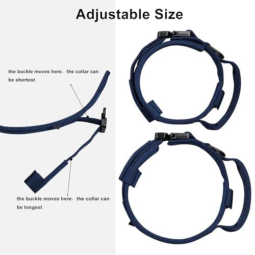 DAGANXI Tactical Dog Collar, Adjustable Military Training Nylon Dog Collar with Control Handle and Heavy Metal Buckle for Medium and Large Dogs, with Patches and Airtags Case (Midnight Blue, XL) thumbnail 4