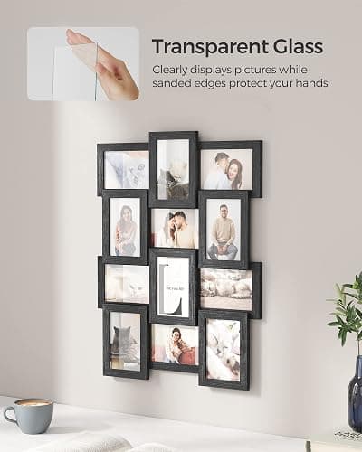 SONGMICS Collage Picture Frames, 4x6 for Wall Decor Set of 12, Multi Family Photo for Gallery Decor, Hanging Display, Assembly Required, Ink Black - Ink Black thumbnail 5