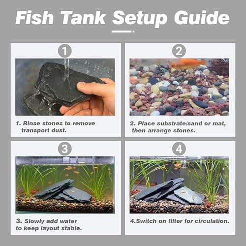 Unocho Natural Slate Stone Reptile Basking Platform Rock 10lb Fish Tank Rocks for Aquascaping Terrarium Decoration&Reptile Habitats Tortoise Enclosures(2-6 inches) thumbnail 4