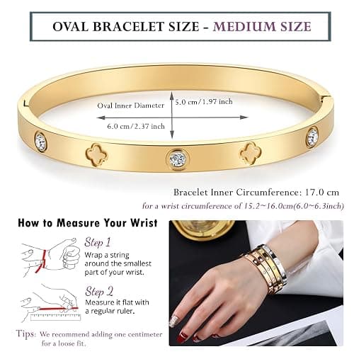 RIMRIVA 18K Gold-plated Bracelets for Women Friendship Love Bangle Bracelets Stainless Steel Bracelet Jewelry Birthday Gifts for Women Stocking Stuffers thumbnail 3