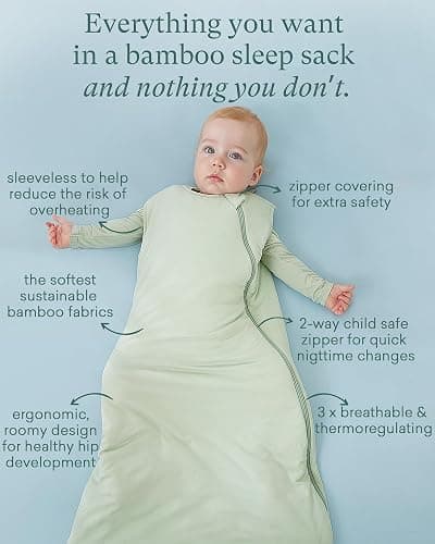 PurComfy Supersoft Sleep Sack 1.0 TOG, Premium Bamboo Viscose Baby Sleeping Bag 2-Way Zipper Sleep Sack Baby Wearable Blanket thumbnail 5