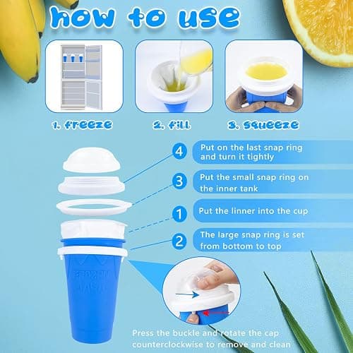 Hoinvaet Magic Slushy Maker Squeeze Cup Slushie Maker, Homemade Milk Shake Maker Cooling Cup Squee DIY it for Everyone (Blue) thumbnail 5