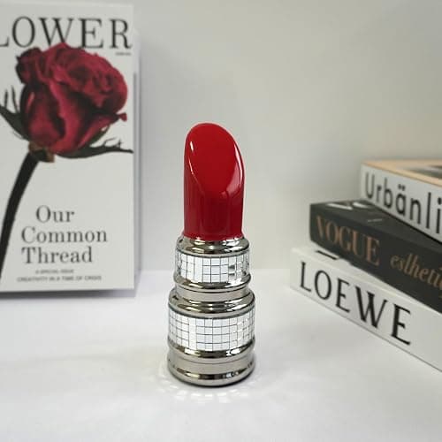 Disco Lipstick Statue Decorations,Handmade Ceramic Lips Aesthetic Statues,Cute Room Decoration,Maximalist Table Decor Accents,Home Lipstick Decor,Disco Ball Décor Gift for Fashion Girl Mother's Day thumbnail 2