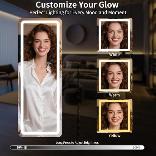Koonmi Full Length Mirror Door Hanging with LED Lights 48"x16" thumbnail 4
