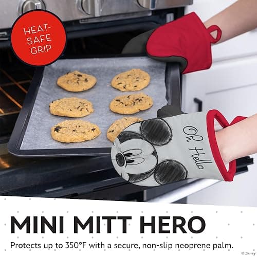 Disney Mickey Cotton Kitchen Towels & Mini Oven Mitts, 4-Piece Set | Absorbent, dries dishes fast, machine washable, mitt grip resists heat to 350F and is hand wash only, great for gifting thumbnail 3