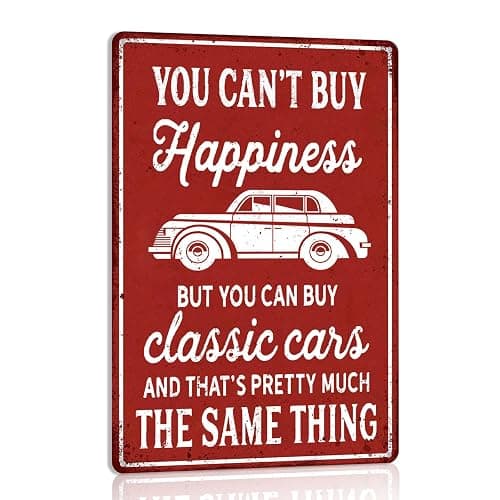 Classic Car Gifts For Men Vintage Car Decor Funny Garage Wall Decor Unique Gifts For Car Lovers Man Cave Wall Decor You Can't Buy Happiness But You Can Buy A Classic Cars - Image 1