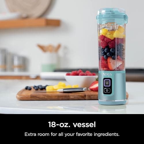 Ninja Blast Portable Blender, Cordless, 18oz. Vessel, Personal Blender For-Shakes and Smoothies, BPA Free, Leakproof-Lid and Sip Spout, USB-C Rechargeable, Dishwasher Safe Parts, Tinted Aqua, BC151AQ thumbnail 2