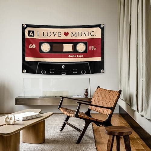 I LOVE MUSIC Flag 3×5 FT Banner Funny Tapestry with Four Grommets For Room Teen Girls Indoor Outdoor Party Bedroom And College Dorm Decor thumbnail 6