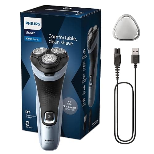 Philips rasoio elettrico serie 3000x - Rasoio elettrico Wet & Dry per uomo colore blu cielo, con tecnologia SkinProtect, rifinitore a scomparsa, rasoio ergonomico per uomo (modello X3053/00) - Image 1