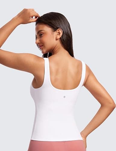 CRZ YOGA Butterluxe U Neck Tank Tops for Women - Padded Athletic Workout Camisole Crop Tops with Built in Bra thumbnail 2