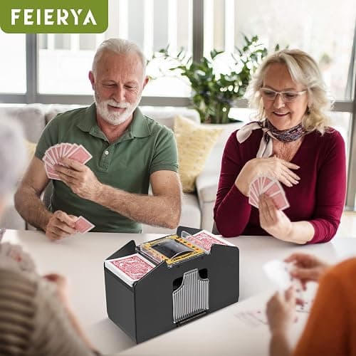 FEIERYA Automatic Card Shuffler 2/1/4/6 Deck,Battery-Operated Electric UNO Poker Shuffler,Playing Card Shuffler for Home Card Game,Travel thumbnail 2
