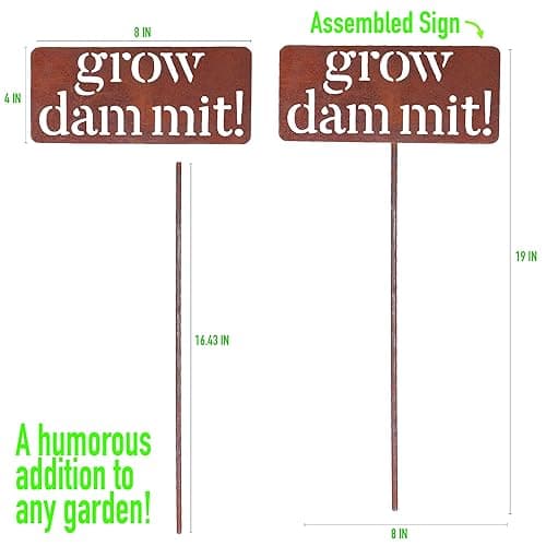 Island Genius Grow Dammit Funny Garden Sign, Unique Outside Gardening Decor Outdoor, Flower Vegetable Garden Accessories, Fun Gardening Gifts for Women Men Mom Gardener Who Love Plants, Alloy Steel thumbnail 2