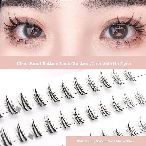 Bottom Lash Clusters DIY Eyelash Extensions - DAODER 90pcs Wispy Natural Look Clear Band Lashes for Bottom Eyelashes 6mm thumbnail 4