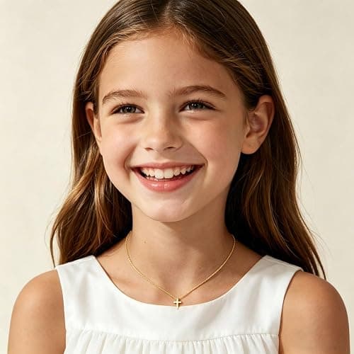 Cross Necklace for Girls Kids Jewelry Christian Baptism Faith Gifts | Teen Girl Gifts Trendy Stuff, 6-18 Year Old Girl Birthday Gifts, Dainty Tiny Cross Necklaces Non Tarnish thumbnail 4