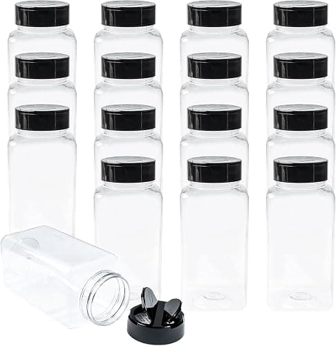 20 Pack 17 oz Plastic Spice Jars Bottles, Spice Containers with Black Cap, Reusable Round Seasoning Jars Great for Storing Spice, Herbs and Powders thumbnail 7
