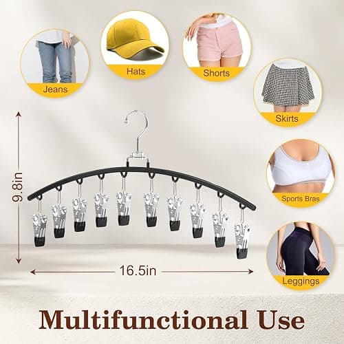 2 Pack Legging Organizer for Closet 360° Swivel, Metal Gym Clothes Organizer w/20 Clips Holds 20 Leggings, Hangers Space Saving, Closet Organizers and Storage, Dorm Room Organization Essentials, Black thumbnail 2