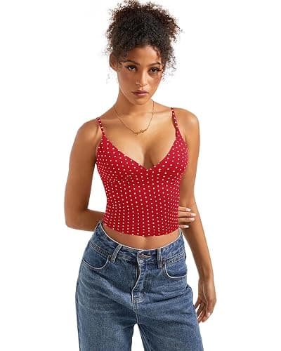 SUUKSESS Women Sexy Deep V Neck Sleeveless Fitted Basic Tops Y2K Tank Top Cami thumbnail 5
