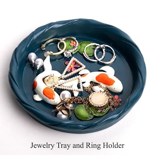 wowhalolo Koi Fish Ring Dish - Resin Jewelry Tray, Jewerly Holder for Women& Engagement Gift, Wedding Ring Holder for Ceremony, Key Bowl for Trinkets, Small Decorative Tray thumbnail 8