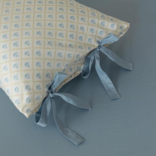 VM VOUGEMARKET Full Duvet Cover with Blue Flower Prints,100% Cotton Bedding Set,Yellow Plaid Grid Comforter Cover with Zipper Closure,80x90 Inch thumbnail 7