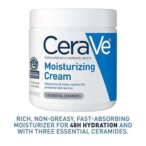 CeraVe Moisturizing Cream, Body and Face Moisturizer for Dry Skin, Body Cream with Hyaluronic Acid and Ceramides, Daily Moisturizer, Oil-Free, Fragrance Free, Non-Comedogenic, 19 Ounce thumbnail 10