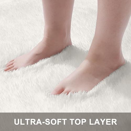 OLANLY Area Rugs for Living Room Bedroom, Machine Washable 4x5.9 ft Soft Fluffy Shaggy Bedside Rug, Indoor Floor Carpet for Kids Girls and Boys, Dorms, Nursery Rooms, Home Decor Aesthetic, Ivory thumbnail 6