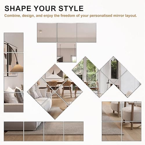 VASUHOME Glass Full Length Wall Mirror Tiles- 12x10 Inch- 4PCS, Frameless Full Body Mirror for Home Gym, Bedroom, Living Room - Versatile Wall Mirror with Unrivaled Clarity thumbnail 8