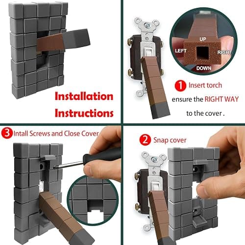 Game Room Light Switch Cover, 1 Toggles Blocks Light Switch Cover, My World Room Decor, More Sturdy, 1 Gangs Standard Size for Fans Kids Bedroom Decoration, Grey stick level thumbnail 6