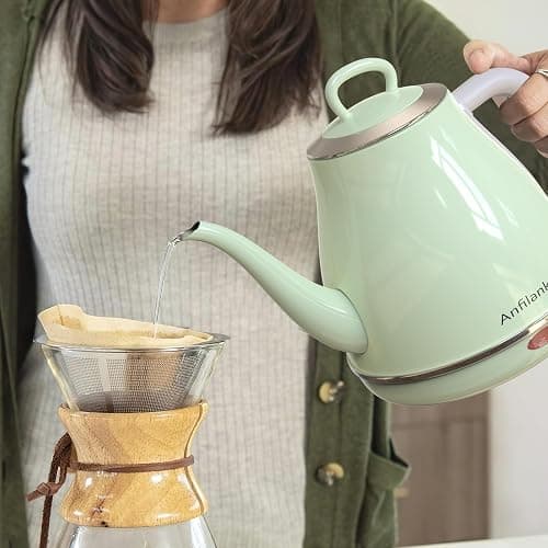 Anfilank Gooseneck Electric Kettle, 1L 1500W, 100% Stainless Steel BPA Free Electric Tea Kettles with Auto Shut & Boil Dry Protection. Water Kettle for Pour-over Coffee & Tea (Green) thumbnail 2