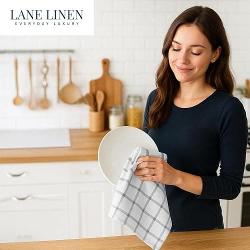 Kitchen Towels and Dishcloths Set - Pack of 6 Cotton Dish Cloths, 18”x 28”, Soft Hand Towels for Kitchen, Absorbent Tea Towels, Premium Kitchen Dish Towels, Quick Drying Cleaning Towels - Grey Towels thumbnail 2