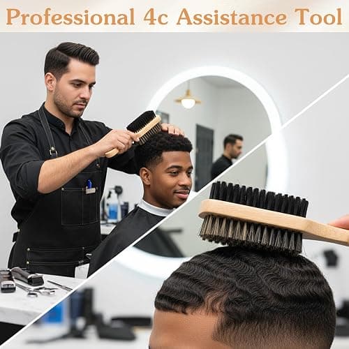 ElevateTech Club Wave Brush for Men, 4 Pcs Natural Boar Bristle 2-Sided Club Brush for Men Barbers Medium Hard Hair Brushes for Thick Coarse Curly Hair, Detangling, Smoothing, 360 Curved Wave-Styles thumbnail 5