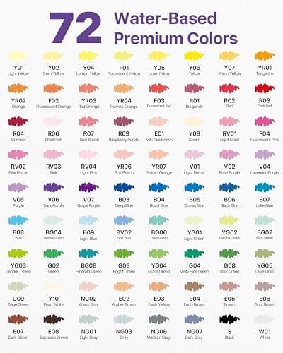 JusArt 72 Colors Acrylic Paint Markers Brush Tip, Automatic Ink Control | Water-Based Paint Pens with Canvas Bag, Waterproof Markers DIY Art & Crafts -Fabric, Rock, Wood, Glass, School Classroom Use thumbnail 7