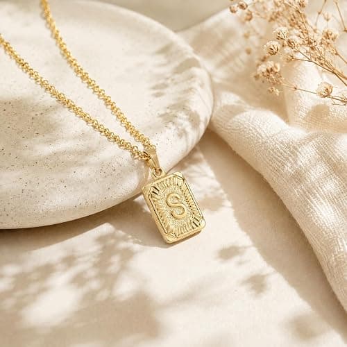 Glimmerst Initial Pendant Necklace 18K Gold Plated Stainless Steel Letter Necklace Personalizd Name Necklace for Women thumbnail 2