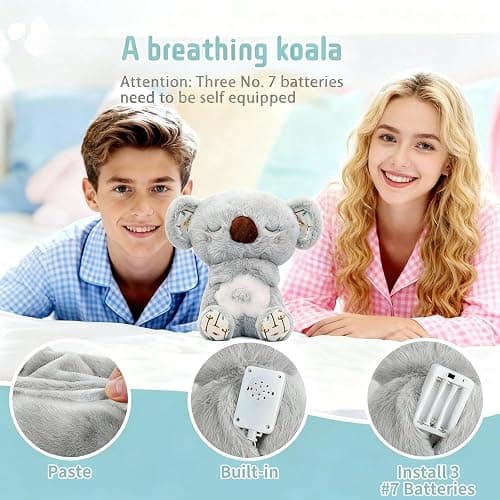 rytopt Breathing Stuffed Animal, No Breathing Movement in Its Abdomen, Koala Stuffed Animal, 4 Gear Adjustment, Volume Control, with Music & Lights ﻿ thumbnail 4