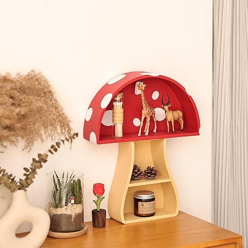 Fungi Fun Floating Mushroom Shelf, Fun & Whimsical Wall Decor for Nursery, Bedroom, Kitchen & Bathroom, Unique Wall Shelves for Living Room - Adorable Mushroom Stuff & Room Decor, Ideal for Gifts thumbnail 4