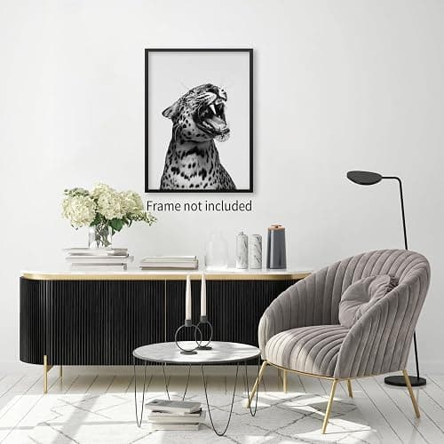 OMANI Wildlife Cheetah Roaring Posters Funny Black and White Leopard Wall Art Trendy Animal Eclectic Aesthetic Canvas Prints for Living Room Bedroom Wall Decor 16X24 inch Unframed thumbnail 3