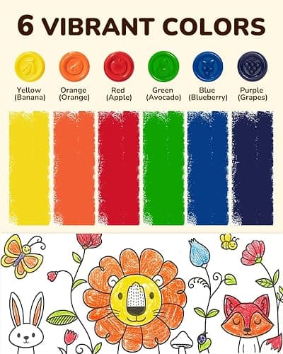 JUPITEARTH 6 Colors Egg Crayons for kids, Palm-Grasp Non Toxic Jumbo Washable Crayons for Kids, Fat Brain Toys for Art Supplies and Perfect Gifts for Boys and Girls thumbnail 8