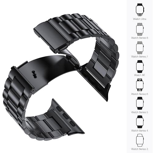 EPULY Metal Band Compatible with Apple Watch Bands for Men 49mm 46mm 45mm 44mm 42mm 41mm 40mm 38mm, Business Stainless Steel Strap for iWatch Bands Series 11 10 9 8 7 6 5 4 3 2 1, SE3 2 1, Ultra3 2 1 thumbnail 2