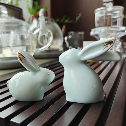 MOZEO One Set Ceramic Bunny Ornaments Tea Pet Cute Rabbit Kung Fu Tea Figurine Accessories Decorations thumbnail 6