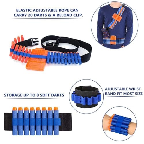 2 Pack Kids Tactical Vest Kit for Nerf Guns Game N-Strike Elite Series Wars with Refill Darts, Reload Clips, Dart Pouch, Tactical Mask, Wrist Band and Protective Glasses for Boys ,Girls thumbnail 3