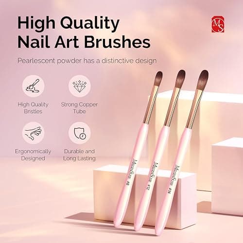 MelodySusie 3Pcs Acrylic Nail Brush Set, Pink | Size 8/12/14 for Extension and 3D Carving,DIY Home Salon Manicure Tool thumbnail 2