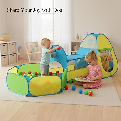 3 in 1 Kids Play Tent with Tunnel & Ball Pit,Pop Up Indoor/Outdoor Playhouse for Boys and Girls,Crawling Tunnel Toy with Fun Toss It Game Zone,Easy Setup Foldable Carry Bag (Balls Not Included) thumbnail 6