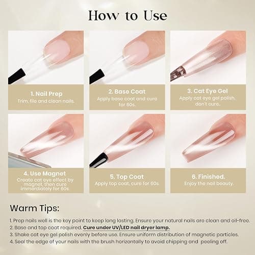 MIZHSE Cat Eye Gel Nail Polish, 8 Colors Moonlight Magnetic Gel Polish Set with Magnet Stick, Glassy Effect Crystal Holographic Silver Brown Green Purple Fall Colors Soak Off Nail Art Gift for Women thumbnail 7