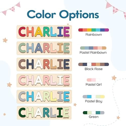 Personalized Name Puzzle for Toddlers 1-3, Custom Wooden Name Puzzle with Numbers and Shapes, 18 Art Sets, More Than Any Other, Baby Name Puzzle, Personalized Baby Gifts thumbnail 7