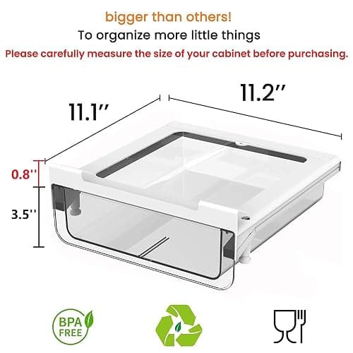 vacane Under Shelf Storage Drawer Pull Out, Under Cabinet Spice Rack Cupboard Storage Organizer Easy to Install, Durable Cabinet Basket for Kitchen Pantry, Kitchen Accessories - Under Shelf Drawer thumbnail 2