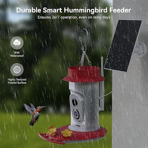 Hummingbird Feeder with Camera Solar Powered, 2K Live Stream Smart AI Bird Species Recognition, Leak-Proof & Ant-Bee Proof, IP65 Outdoor Wireless Bird Feeder thumbnail 6