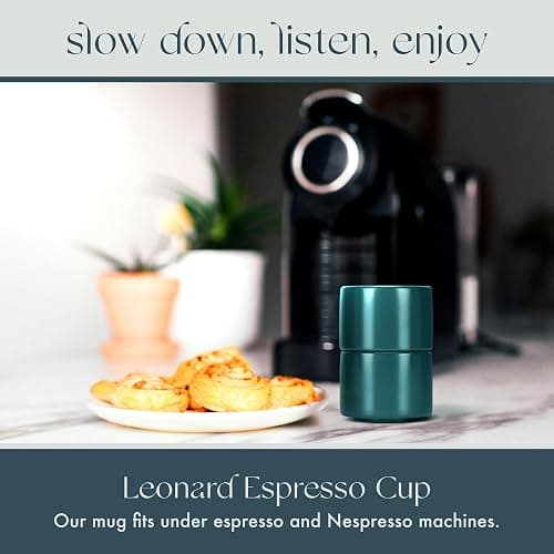 Folk Ceramics Leonard Ceramic Espresso Cups | Modern Stackable Demitasse Mugs for Espresso | Thick Walled, Handleless, Durable, Dishwasher & Microwave Safe | Set of 2, 3oz | Blue Emerald thumbnail 7