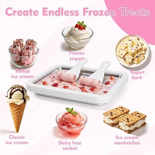 Premium Rolled Ice Cream Maker Kit. Recipe Book, Stainless Steel Ice Cream Tray, 2 Spatulas & Gift Ready Box. Homemade Ice Cream Maker. Instant Ice Cream Roller Maker. thumbnail 4