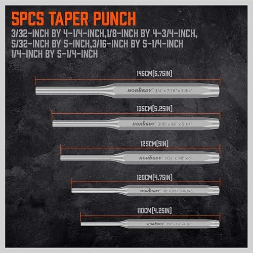 HORUSDY 16-Piece Punch and Chisel Set, Including Taper Punch, Cold Chisels, Pin Punch, Center Punch thumbnail 7