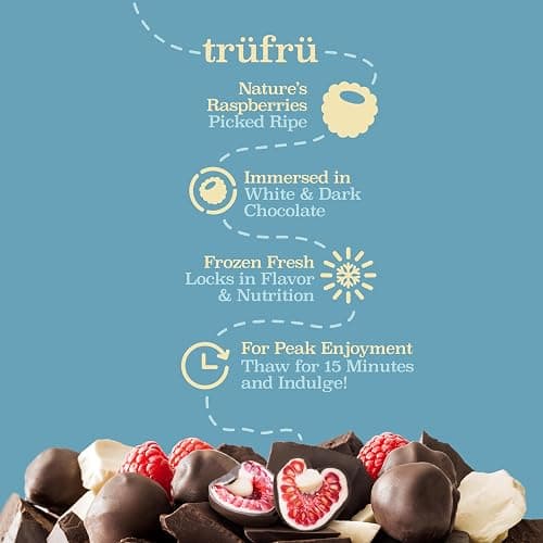 Tru Fru Nature's Raspberries Frozen Fresh In White & Dark Chocolate, 8 Ounce Bag thumbnail 6