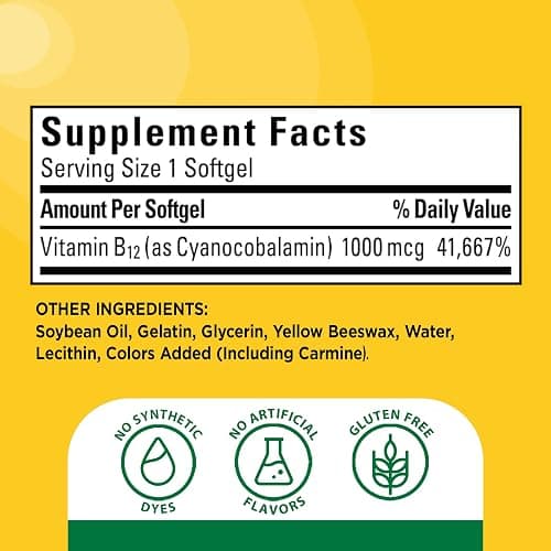 Nature Made Vitamin B12 1000 mcg, Dietary Supplement for Energy Metabolism Support, B12 Vitamins 1000 mcg, 150 Softgels, 150 Day Supply thumbnail 5